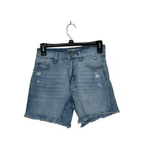 Rewash Women's Shorts Vintage Reunion Bermuda Distressed Raw‎ Hem Denim 1/25